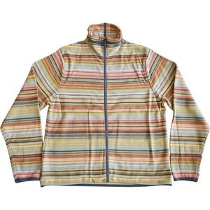 SO Blue Sigrid Olsen Vintage Y2K Striped Full Zip Mock Neck Sweater XL Multi